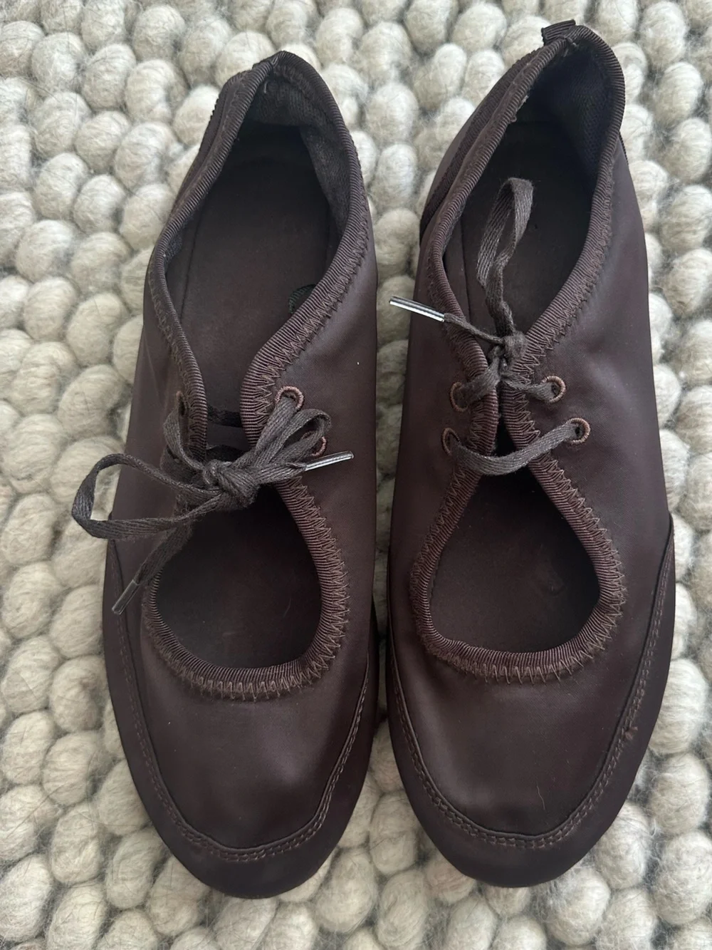 Zara Dark Brown Women’s Lace-Up Ballet Flats size 7.5/38